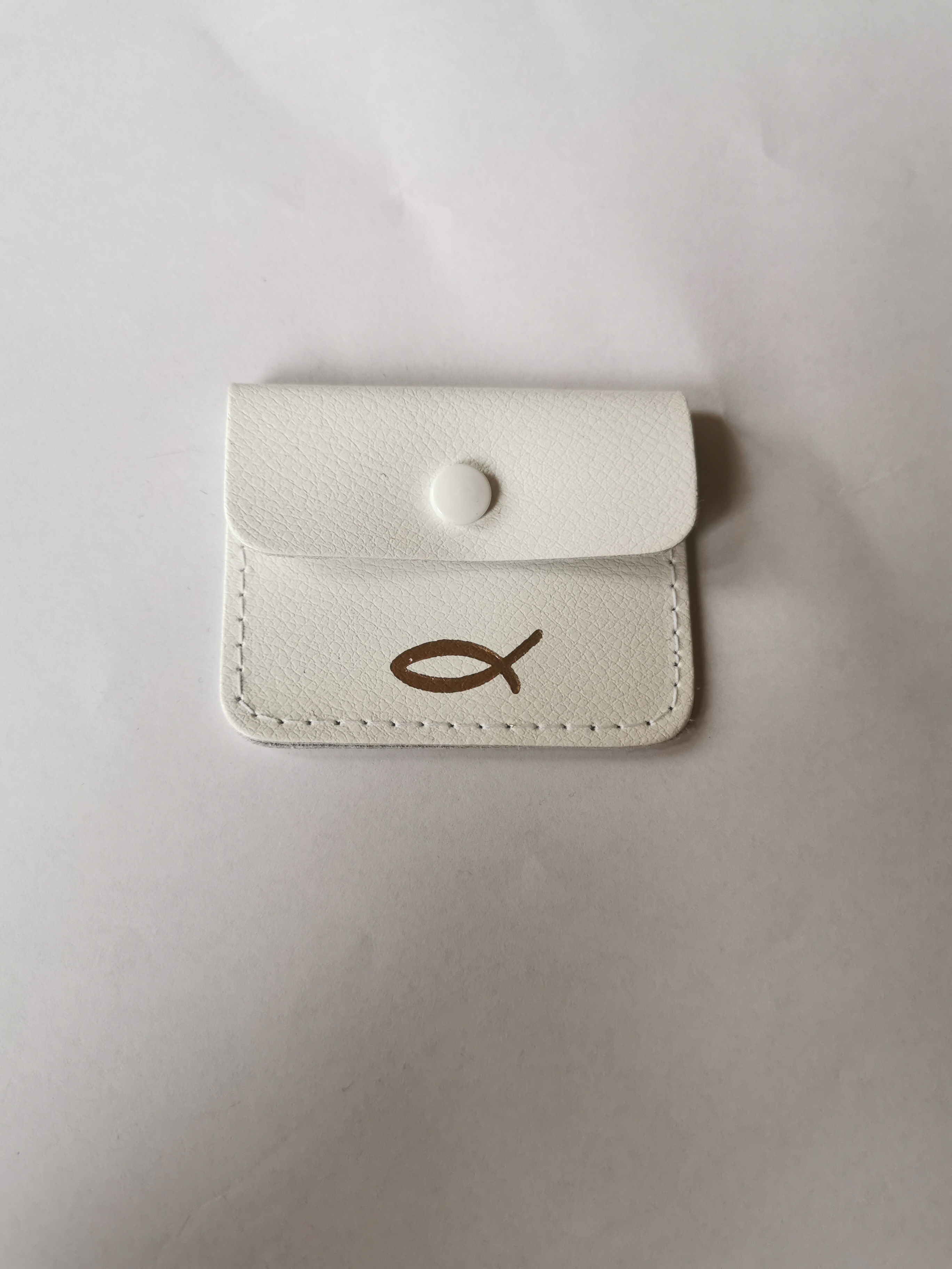 Sonderposten Rosenkranz-Etui mit Goldfisch Rindleder-Smart weiß